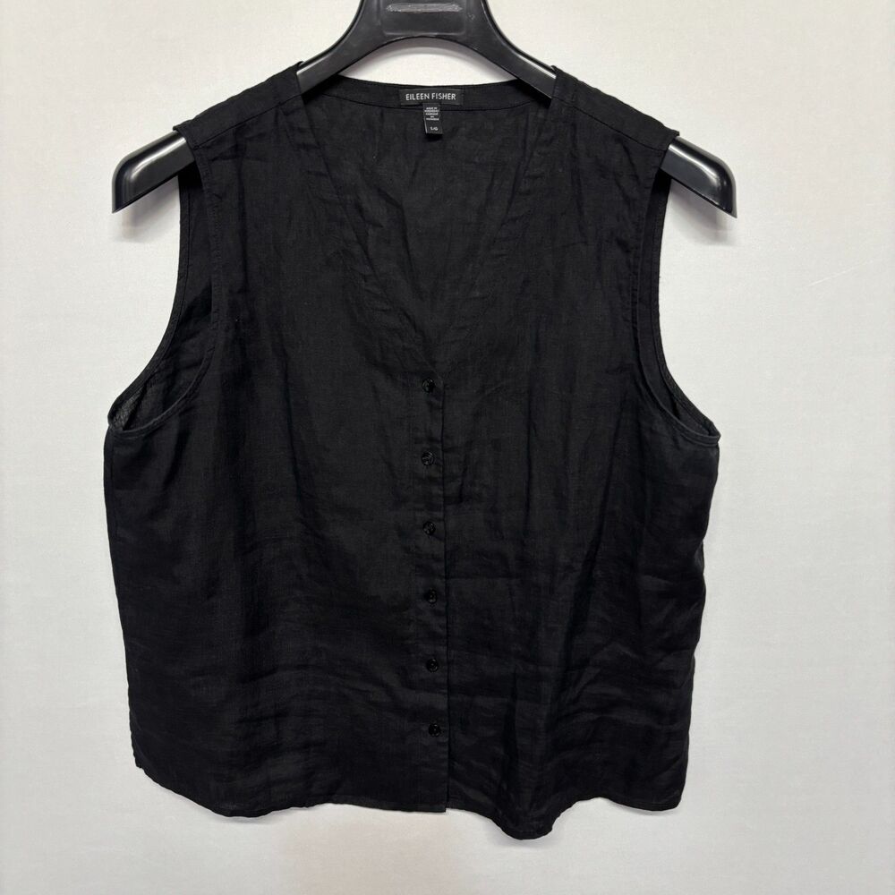 Eileen Fisher Women 100% Organic Linen Blouse Top Shirt Size Large D134 -12
